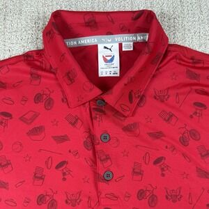 Puma Volition Men's Small Red 4th Of July Graphic Performance Golf Polo Shirt
